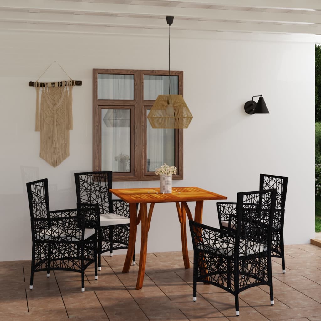 5 Piece Garden Dining Set Brown
