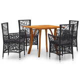 5 Piece Garden Dining Set Black