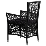 5 Piece Garden Dining Set Black
