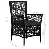 5 Piece Garden Dining Set Black
