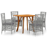 5 Piece Garden Dining Set Grey - Front View