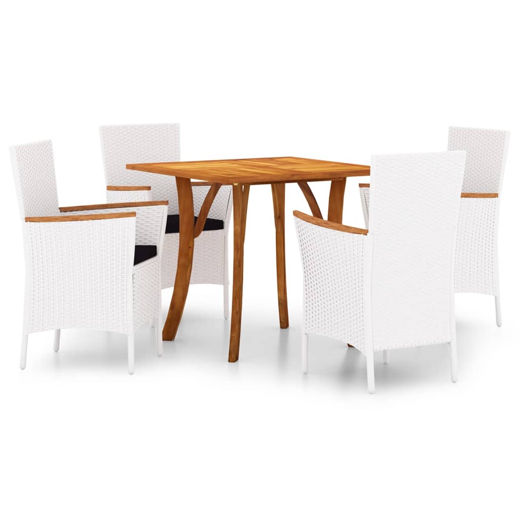 5 Piece Garden Dining Set White