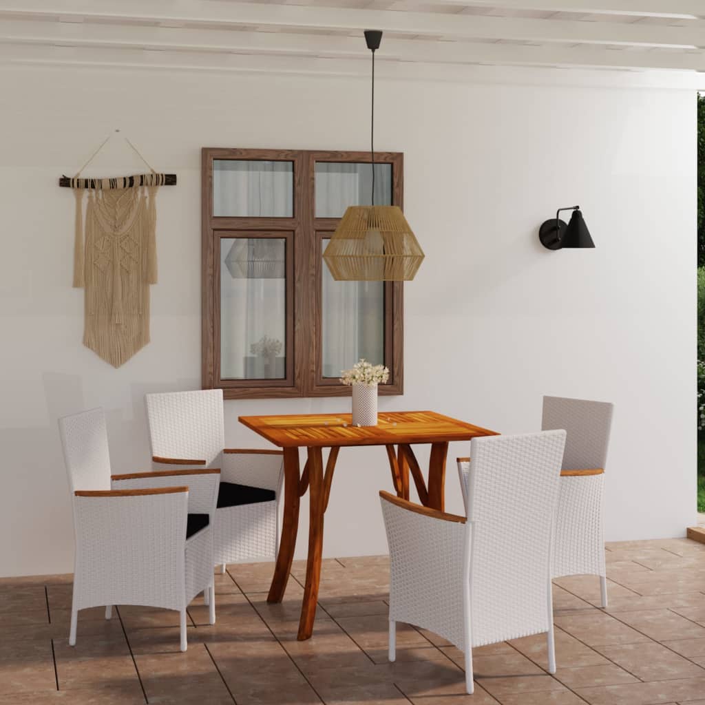 5 Piece Garden Dining Set White