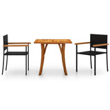 3 Piece Garden Dining Set Black - Front View