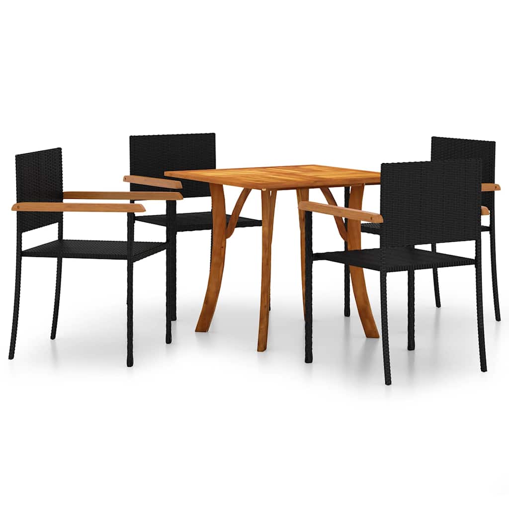 5 Piece Garden Dining Set Black