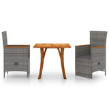 3 Piece Garden Dining Set Grey - Front View