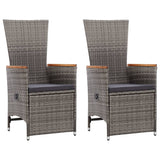 3 Piece Garden Dining Set Grey - Side View