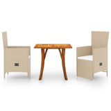 3 Piece Garden Dining Set Beige