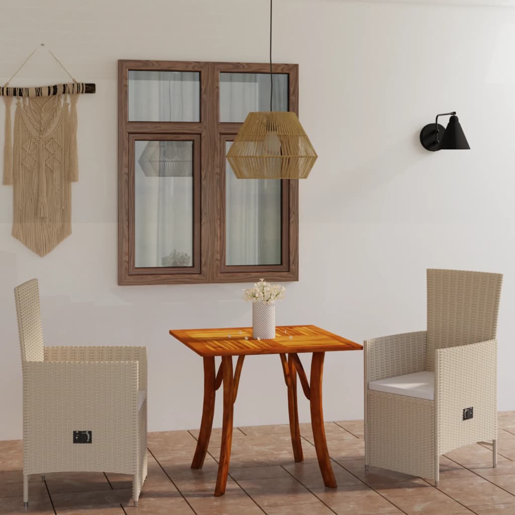 3 Piece Garden Dining Set Beige