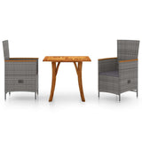 3 Piece Garden Dining Set Grey - Front View