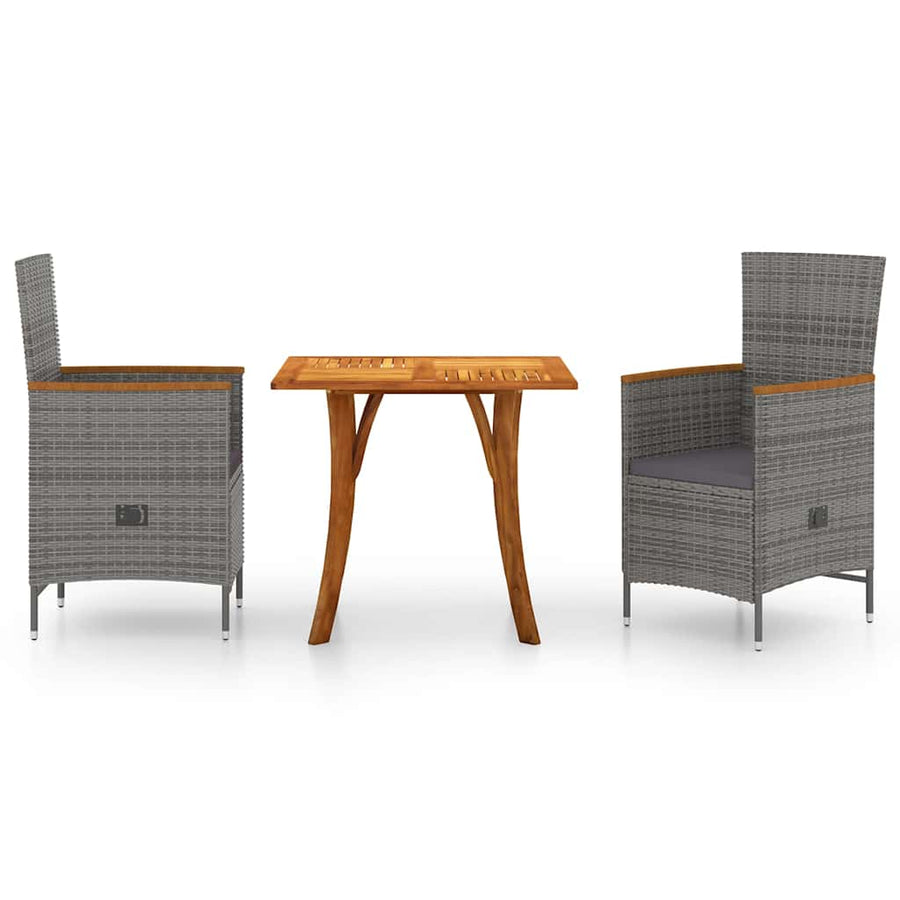 3 Piece Garden Dining Set Grey