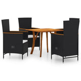 5 Piece Garden Dining Set Black