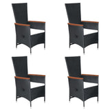 5 Piece Garden Dining Set Black - Side View