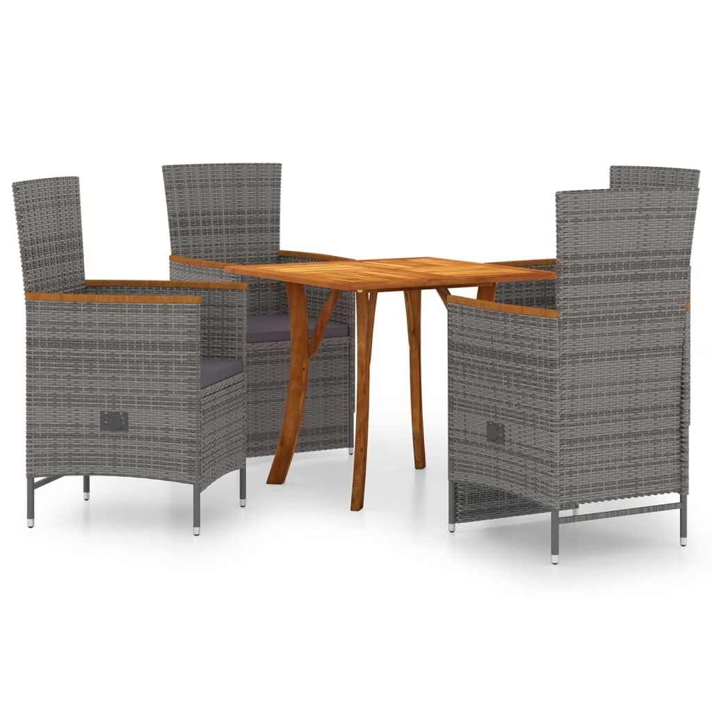 5 Piece Garden Dining Set Grey