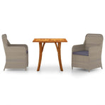 3 Piece Garden Dining Set Brown