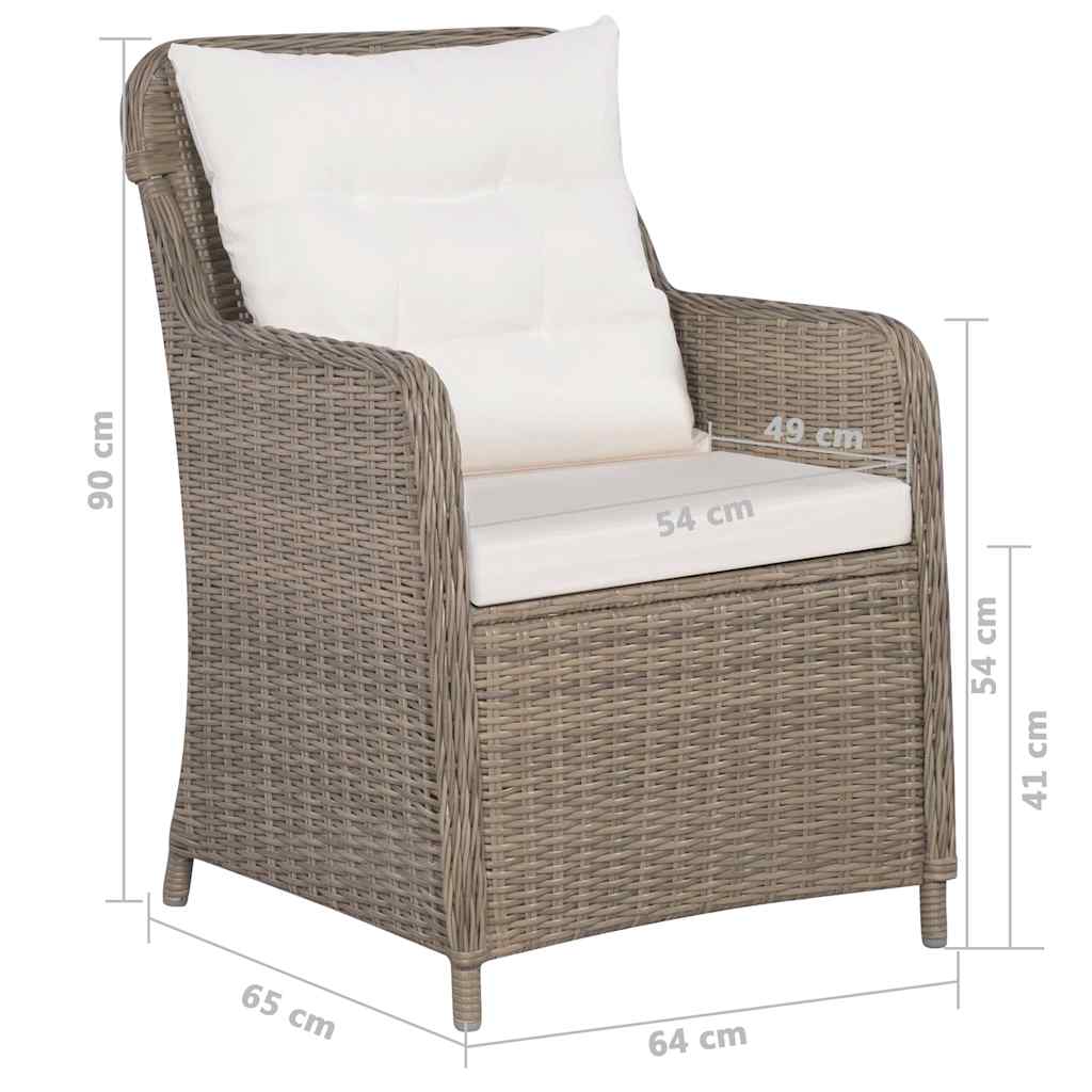 3 Piece Garden Dining Set Brown