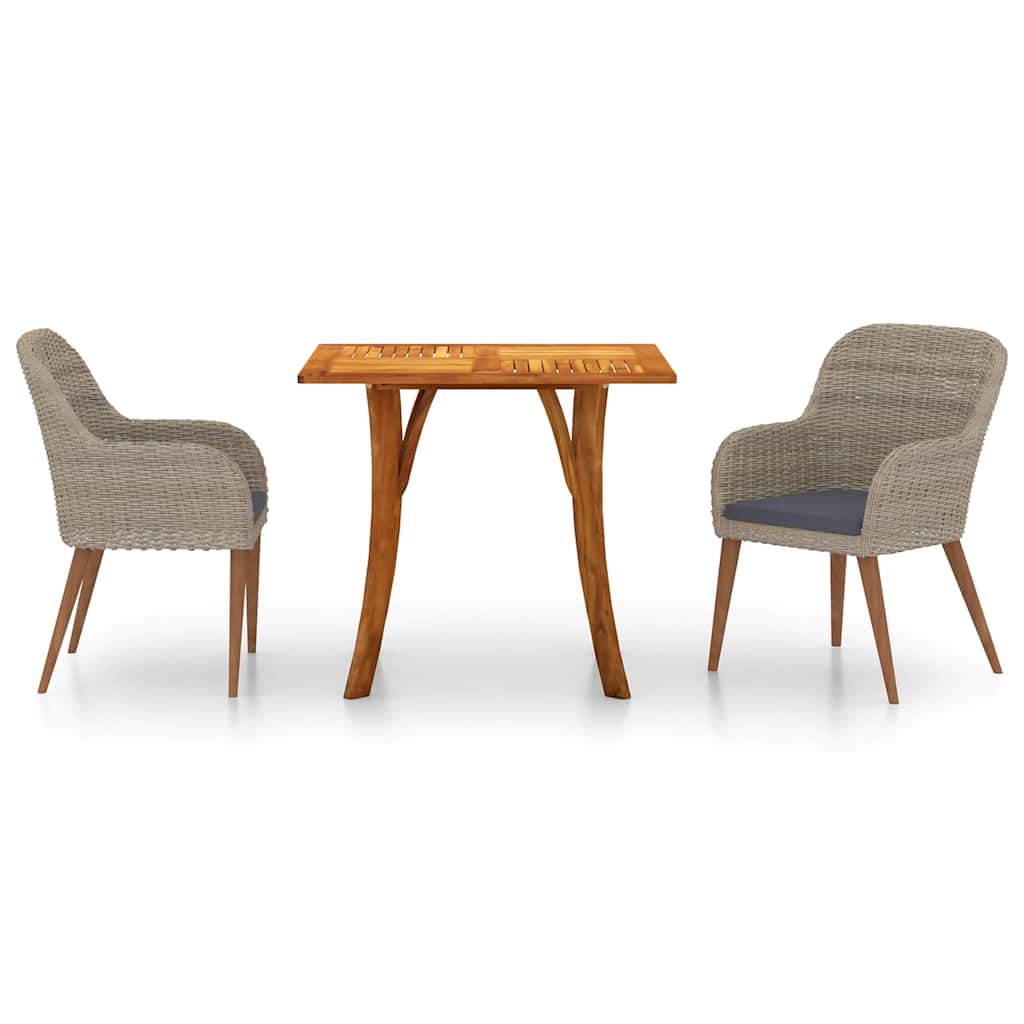 3 Piece Garden Dining Set Brown