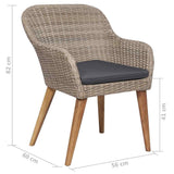 3 Piece Garden Dining Set Brown