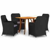 5 Piece Garden Dining Set Black