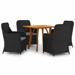 5 Piece Garden Dining Set Black