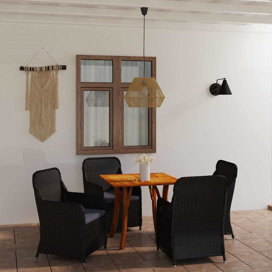5 Piece Garden Dining Set Black