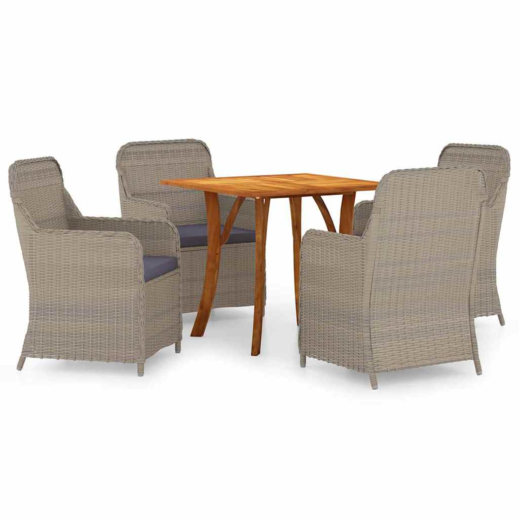 5 Piece Garden Dining Set Brown