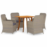 5 Piece Garden Dining Set Brown