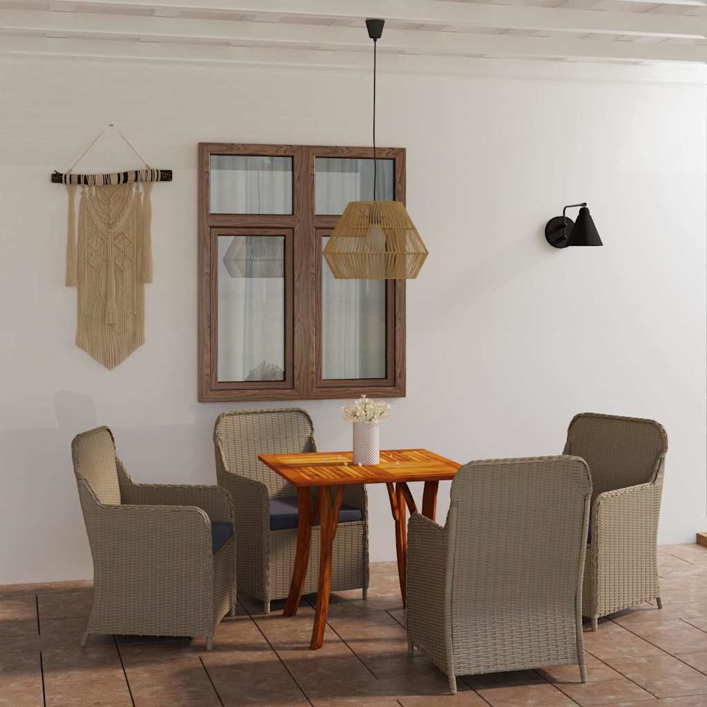 5 Piece Garden Dining Set Brown