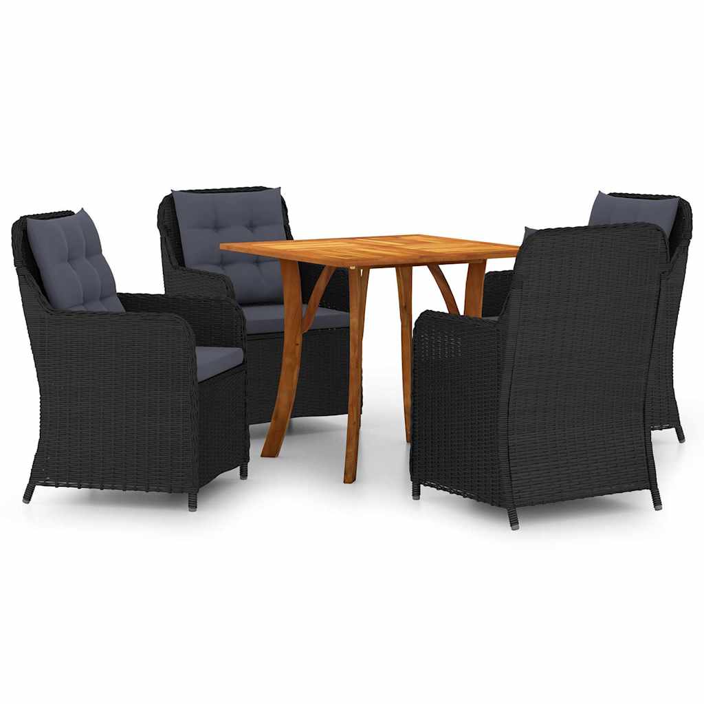 5 Piece Garden Dining Set Black