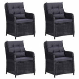 5 Piece Garden Dining Set Black