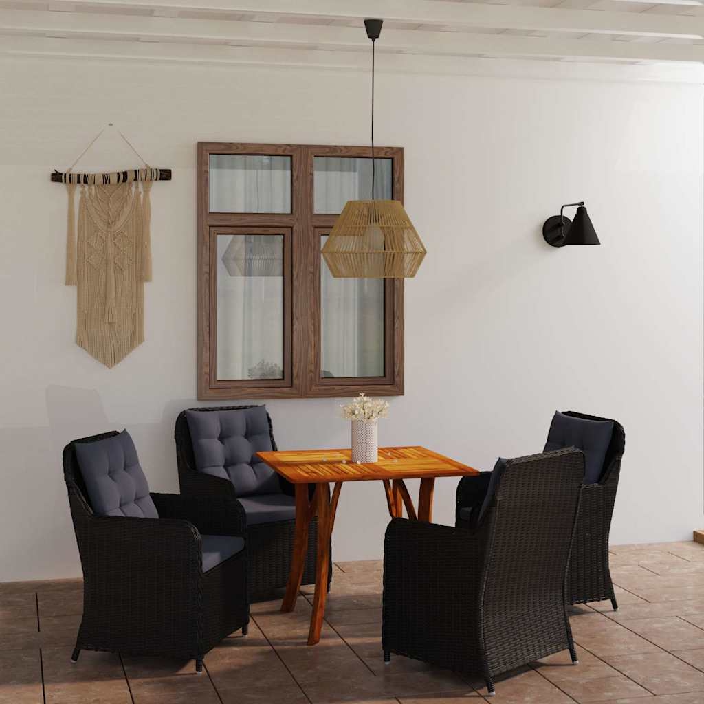 5 Piece Garden Dining Set Black