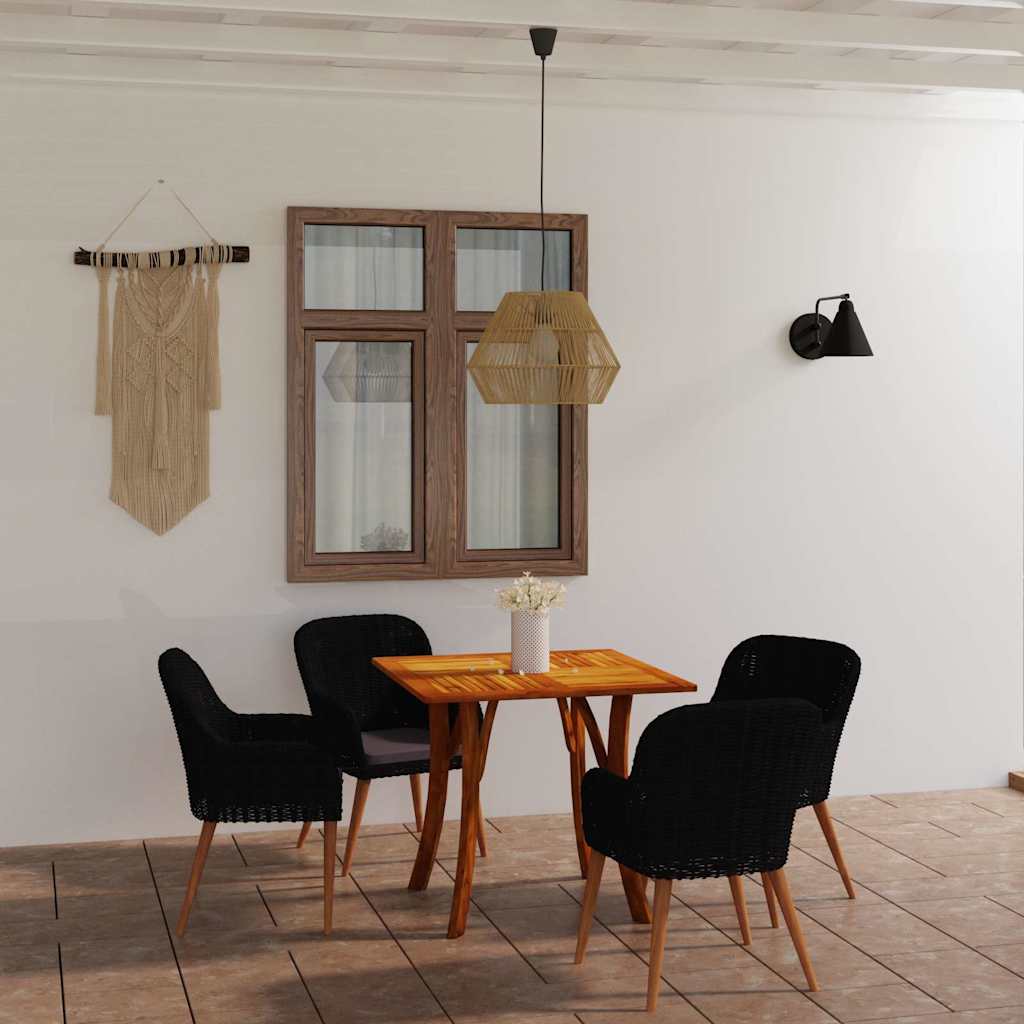 5 Piece Garden Dining Set Black