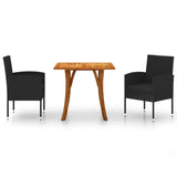 3 Piece Garden Dining Set Black