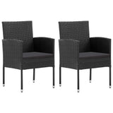 3 Piece Garden Dining Set Black - Side View