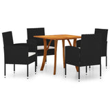 5 Piece Garden Dining Set Black - Front View