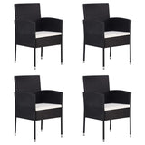 5 Piece Garden Dining Set Black