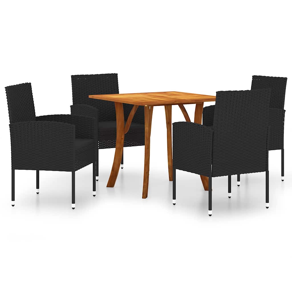 5 Piece Garden Dining Set Black
