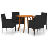 5 Piece Garden Dining Set Black