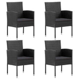 5 Piece Garden Dining Set Black