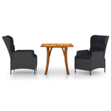 3 Piece Garden Dining Set Dark Grey - Front View