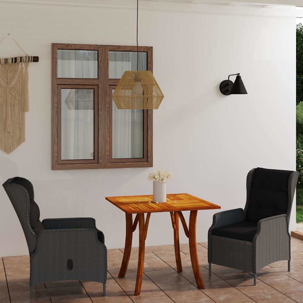 3 Piece Garden Dining Set Dark Grey
