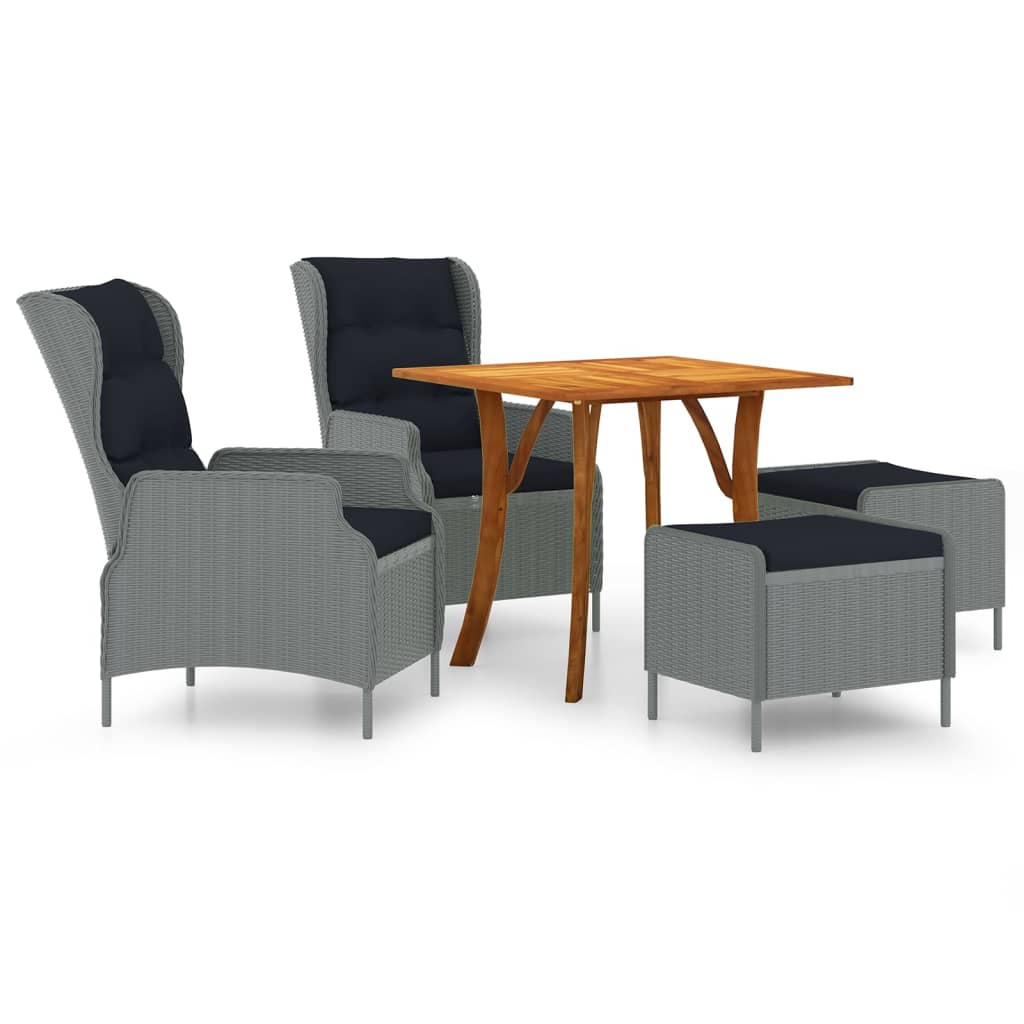 5 Piece Garden Dining Set Light Grey