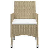 5 Piece Garden Dining Set Beige - Close-Up Angle