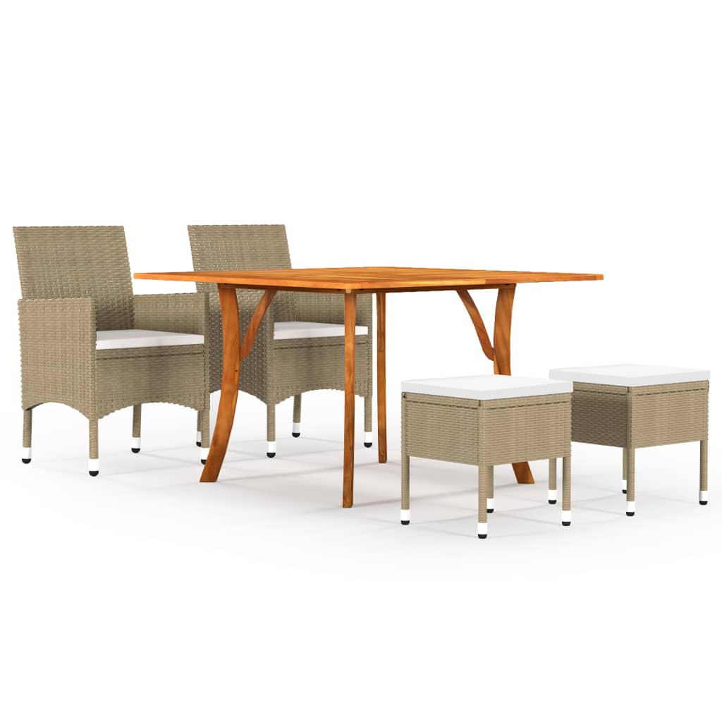 5 Piece Garden Dining Set Beige