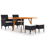 5 Piece Garden Dining Set Black