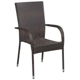 5 Piece Garden Dining Set Brown - Rear View