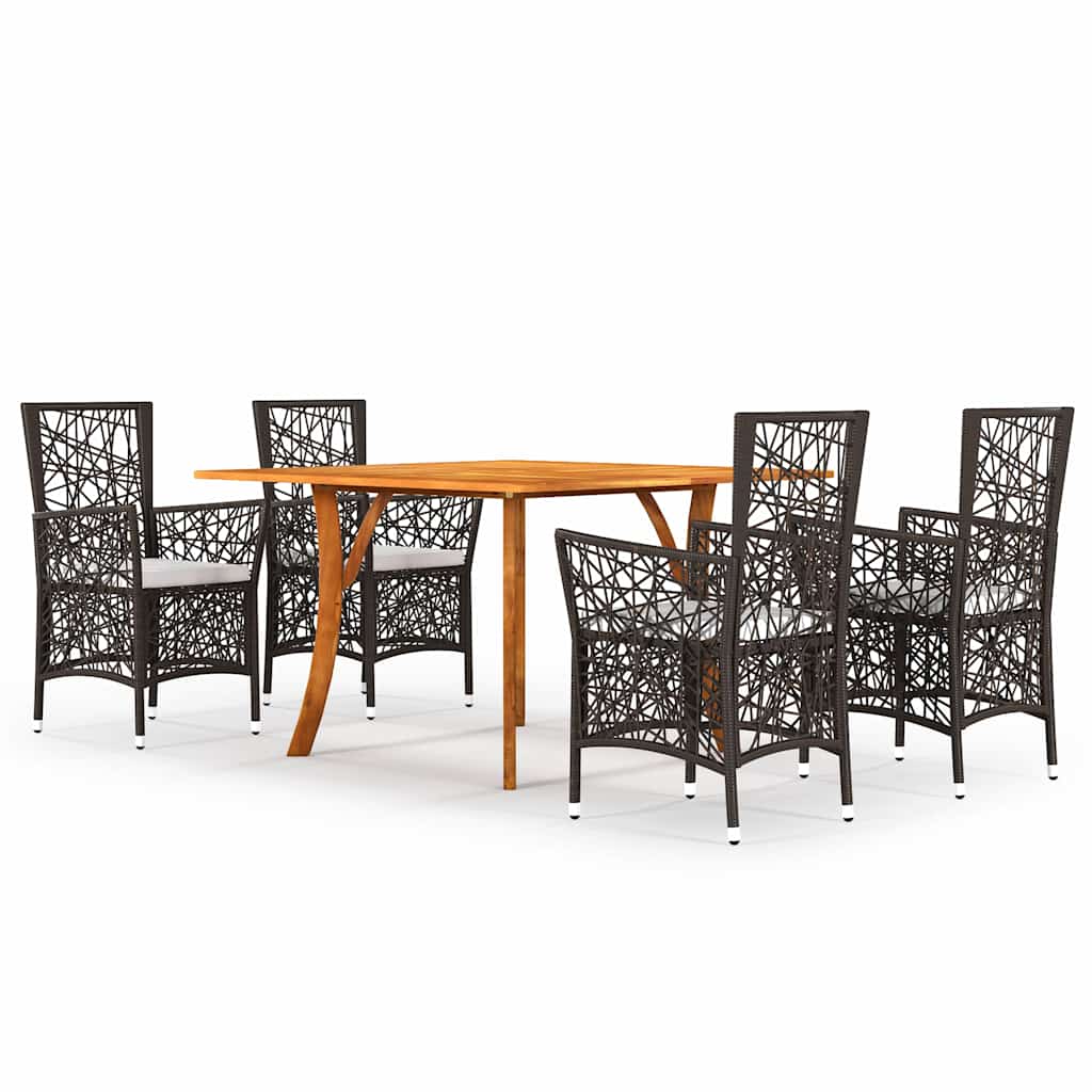 5 Piece Garden Dining Set Brown