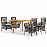 5 Piece Garden Dining Set Brown
