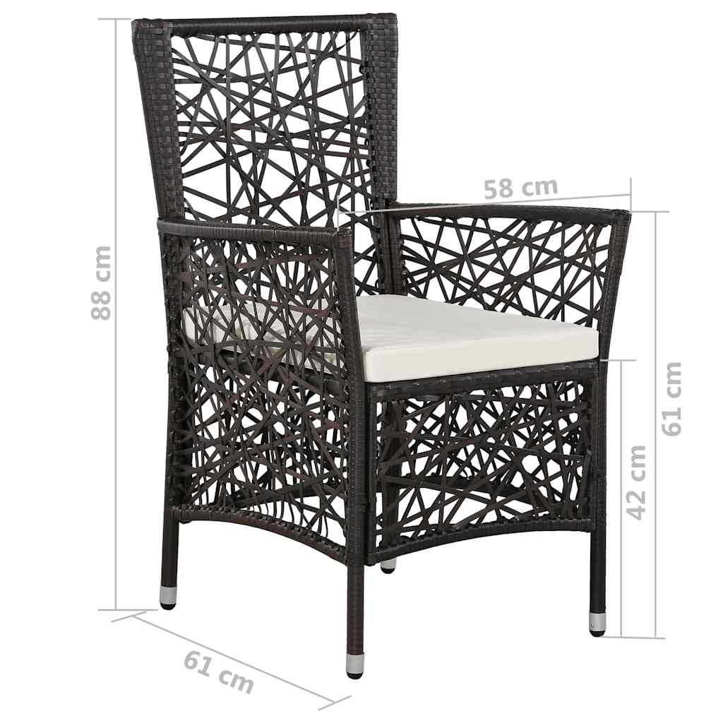 5 Piece Garden Dining Set Brown