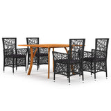 5 Piece Garden Dining Set Black